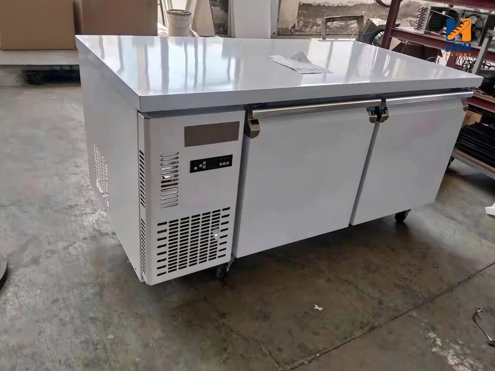 Commercial dual temperature refrigerated worktable prep table for bakery and kitchen